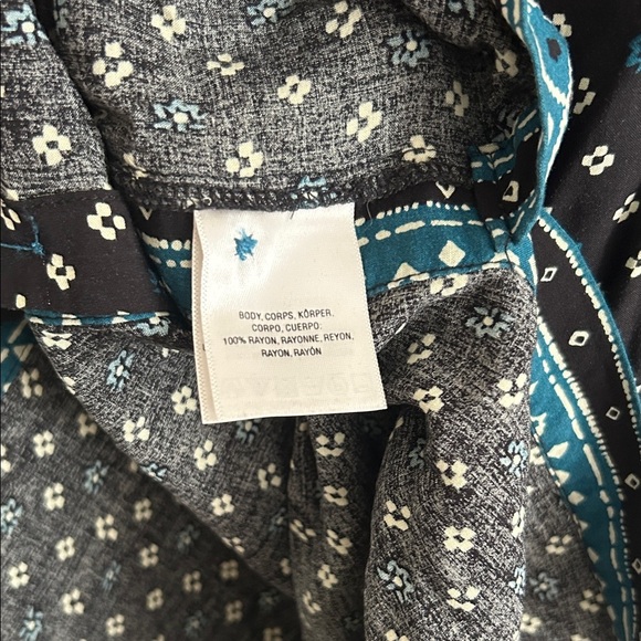 Anthropologie Akemi + Kin Boho Black and Teal Geometric Button-down Tank Blouse - Picture 7 of 7